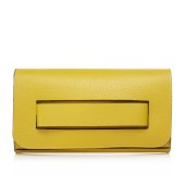 Geanta plic din piele naturala DiAmanti Raffaella Galben Lime